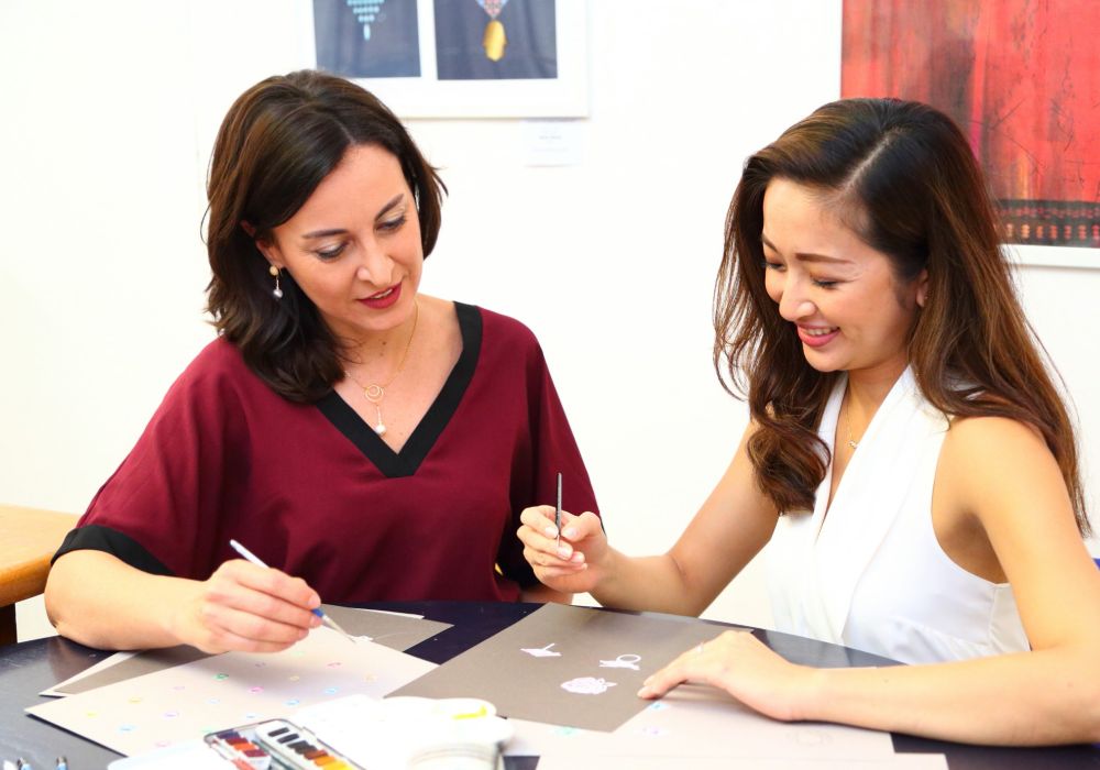 A teacher and a student at Accademia Riaci in Italy.